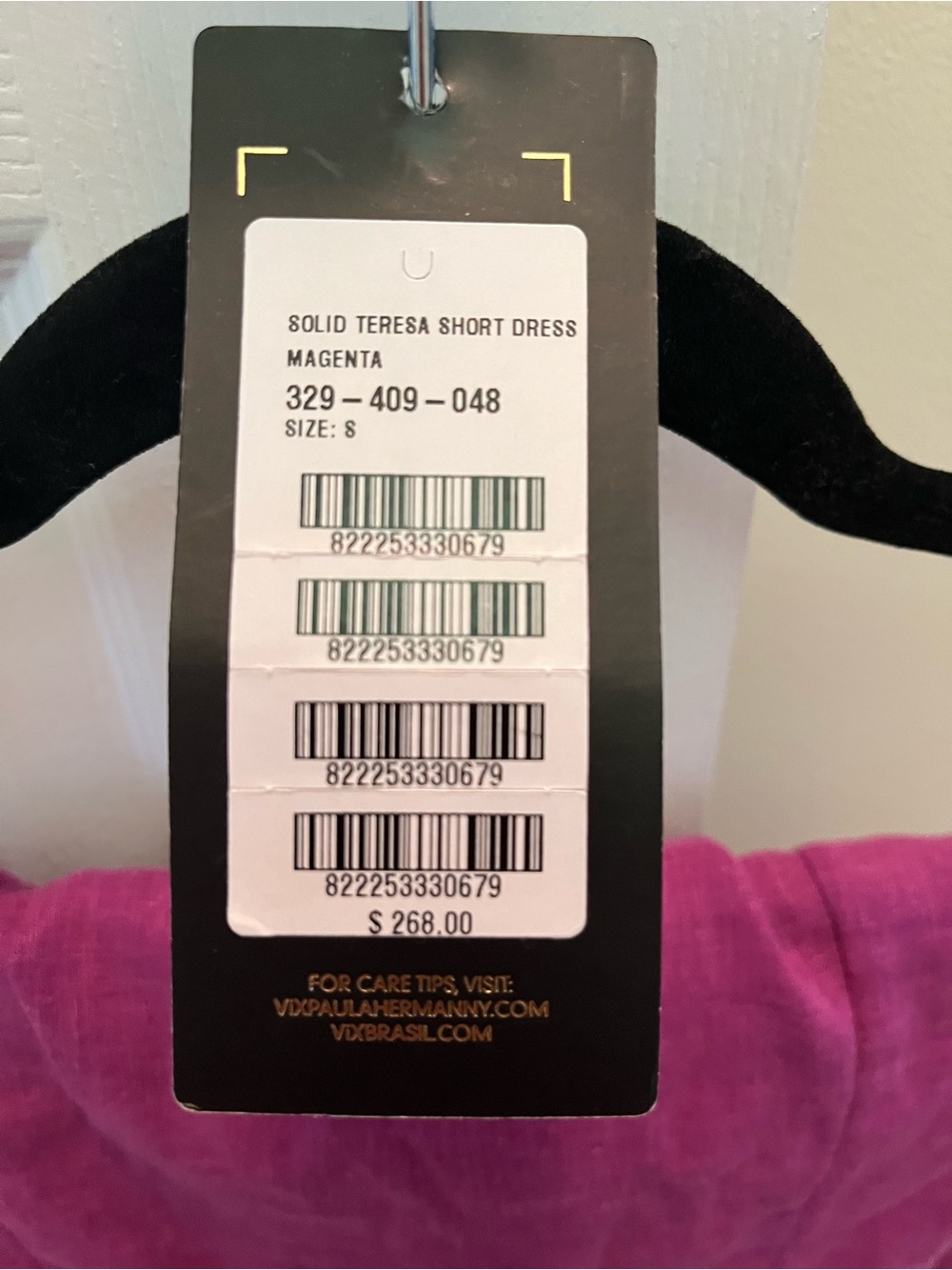 Backless Tie-Front Halter Mini Dress - Magenta - Picture 3 of 3